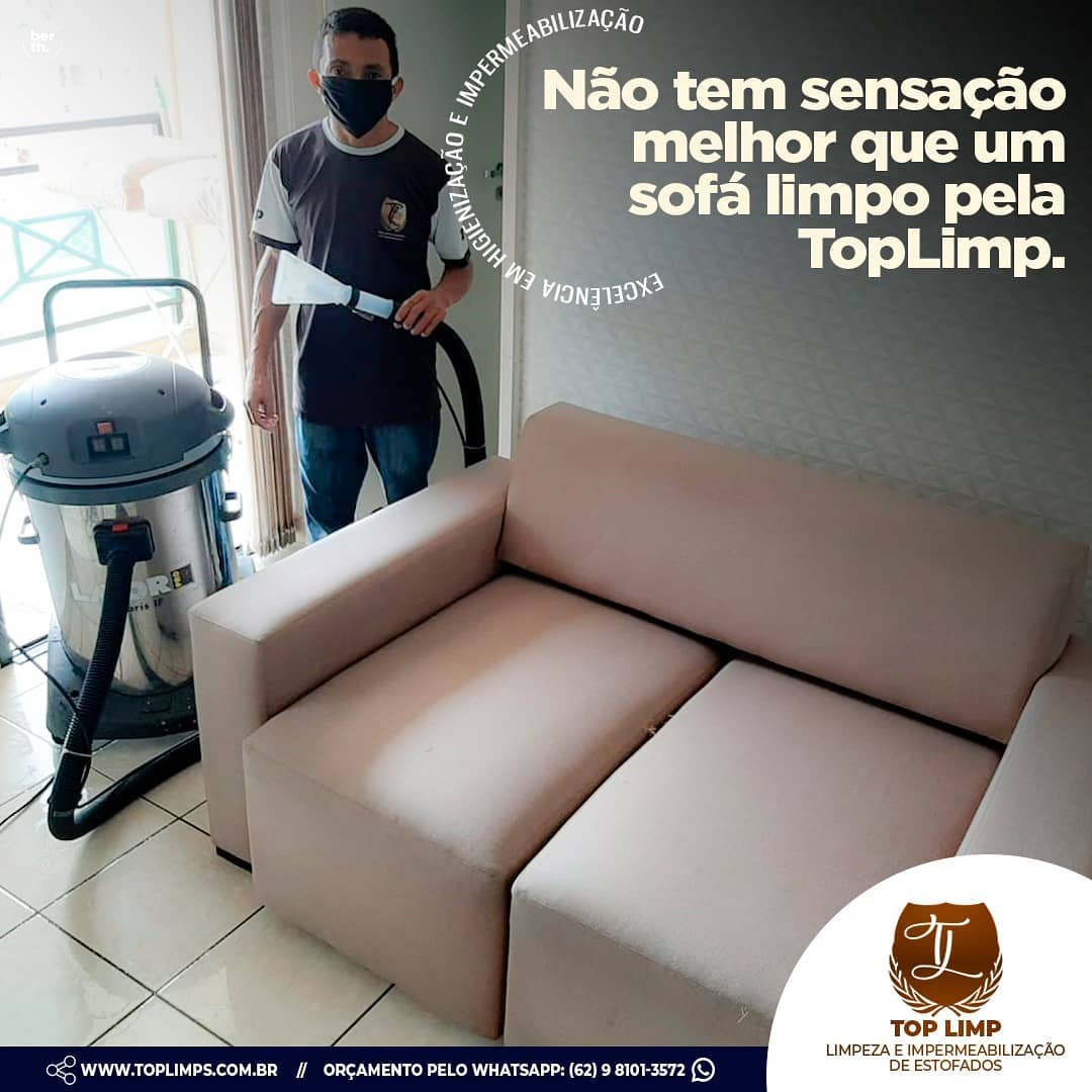 Sofá retrátil higienizado pela Top Limp