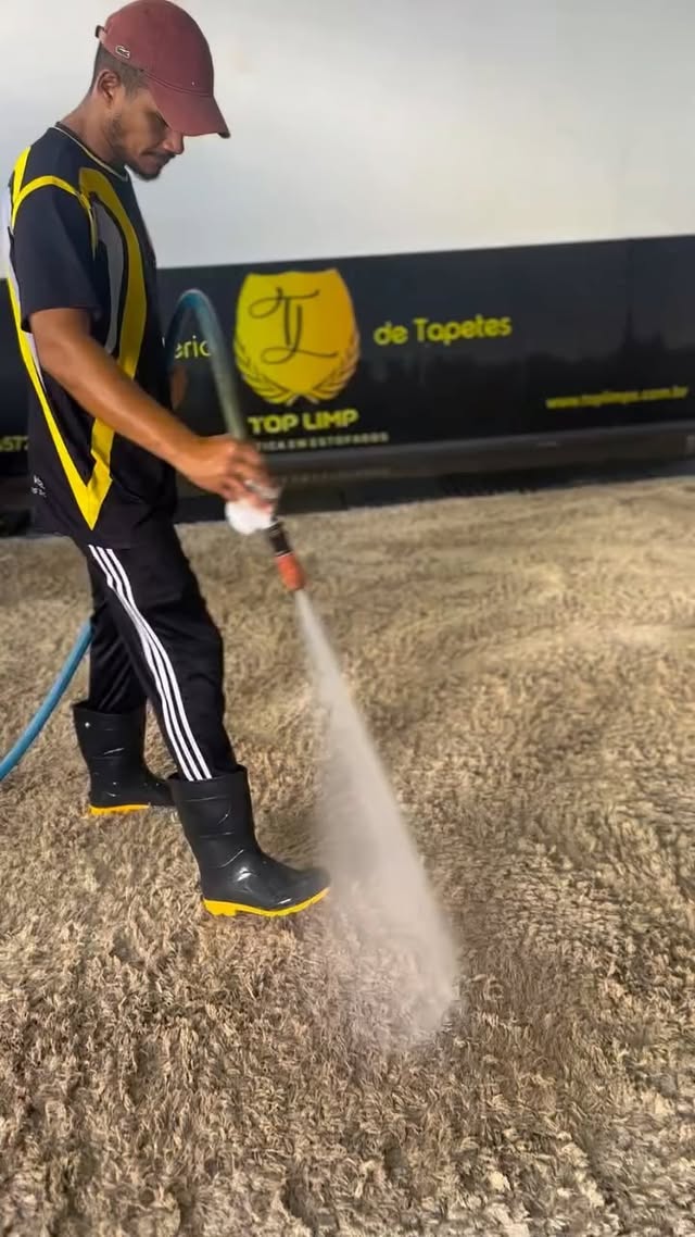 Profissional Top Limp lavando tapete na lavanderia exclusiva