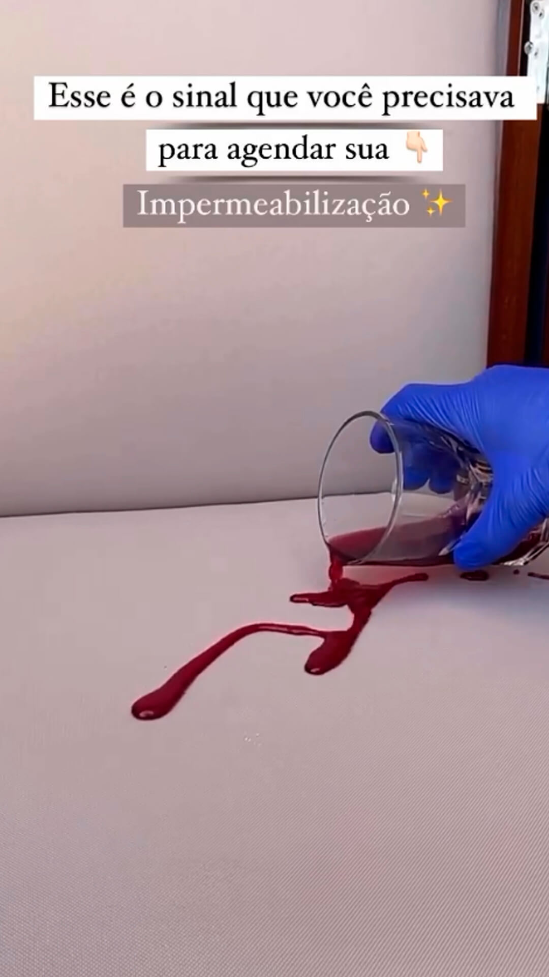 Vinho derramado em estofado impermeabilizado Top Limp